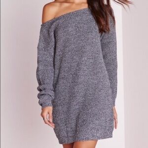 Missguided Off Shoulder Knit Jumper Dress